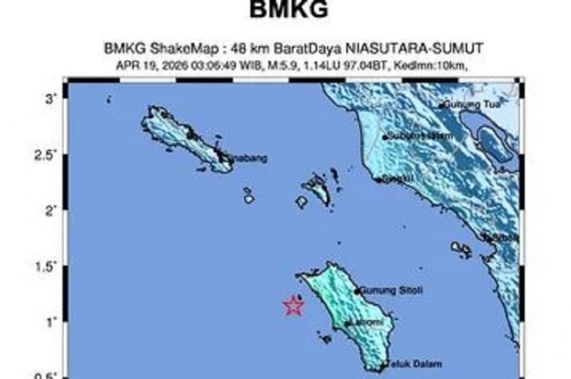 Gempa Hari Ini Magnitudo 5,9 Guncang Nias Utara, BMKG: Hati-Hati Gempa Susulan