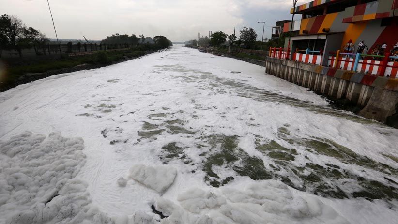 Tercemar, Muara Sungai Tambak Wedi Surabaya Dipenuhi Busa Tebal - Bagian 5