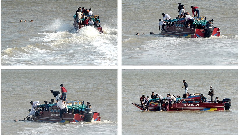 Foto-Foto Dramatis Evakuasi Korban Kapal Tenggelam di Peraian Kuala Tungkal - Bagian 1