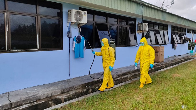 Lokasi 238 WNI Diobservasi Rutin Disemprot Disinfektan - Bagian 1